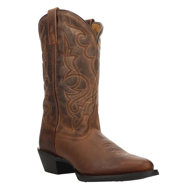 Laredo Womens Maddie Embroidered Round Toe Pull On Casual Boots Mid Calf Low Heel 1-2" - Brown - Size 7 W - Image 2